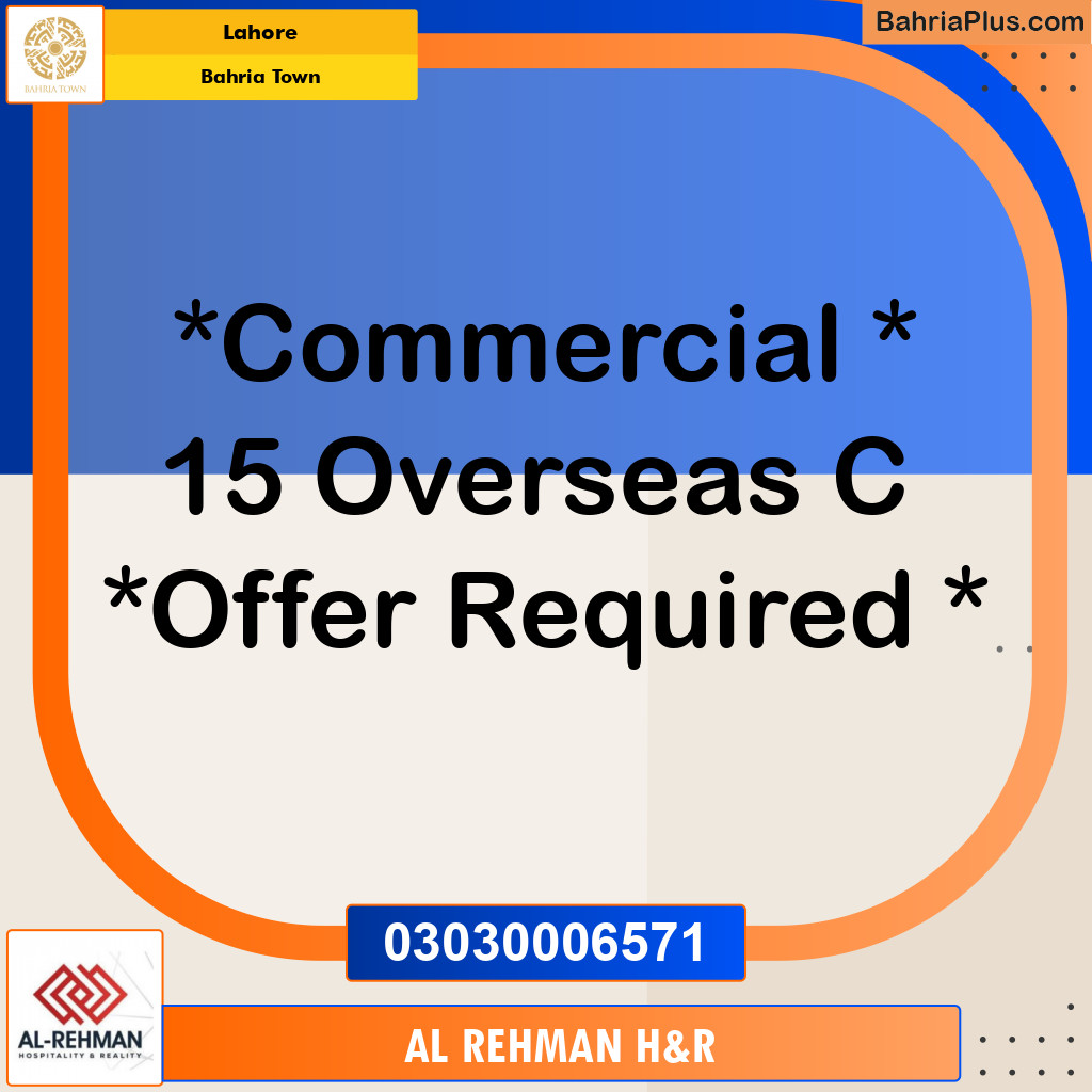 Commercial Plot for Sale in Bahria Town, Lahore - (BP-134032)