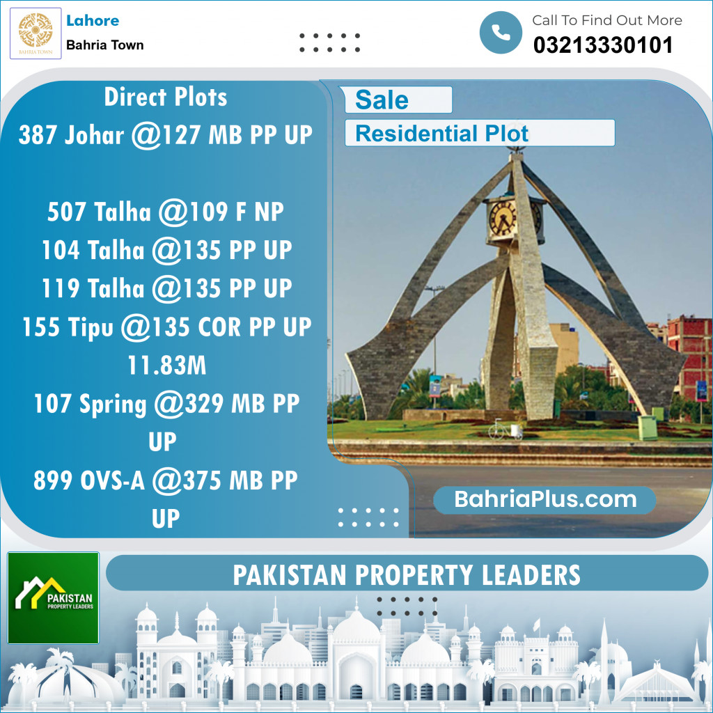 Residential Plot for Sale in Bahria Town, Lahore - (BP-134052)