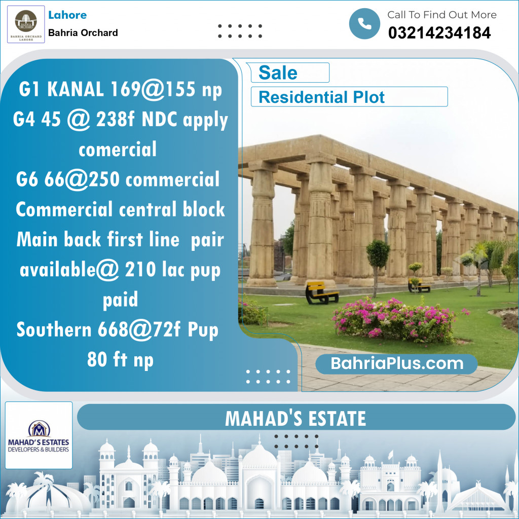 Residential Plot for Sale in Bahria Orchard, Lahore - (BP-134095)