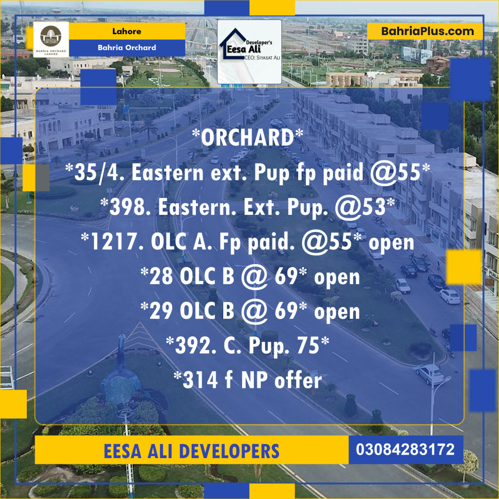 Residential Plot for Sale in Bahria Orchard, Lahore - (BP-134151)