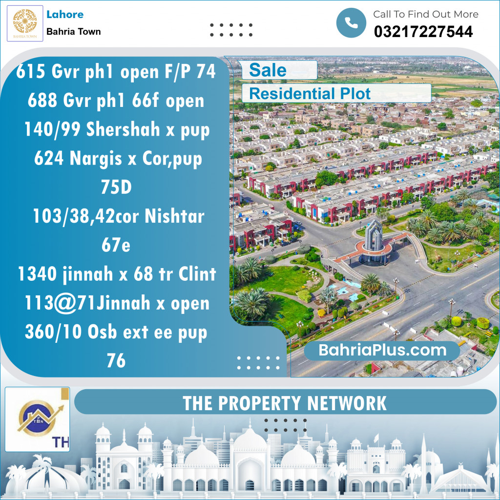 Residential Plot for Sale in Bahria Town, Lahore - (BP-134155)