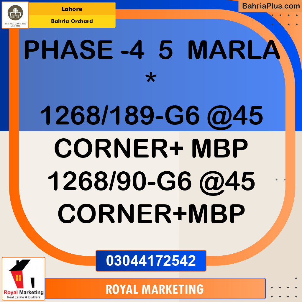 Residential Plot for Sale in Bahria Orchard, Lahore - (BP-134193)