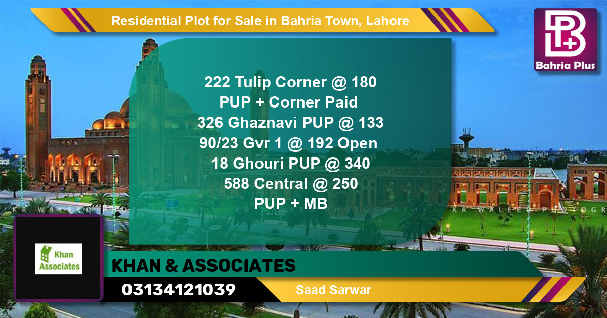 Residential Plot for Sale in Bahria Town, Lahore - (BP-134249)
