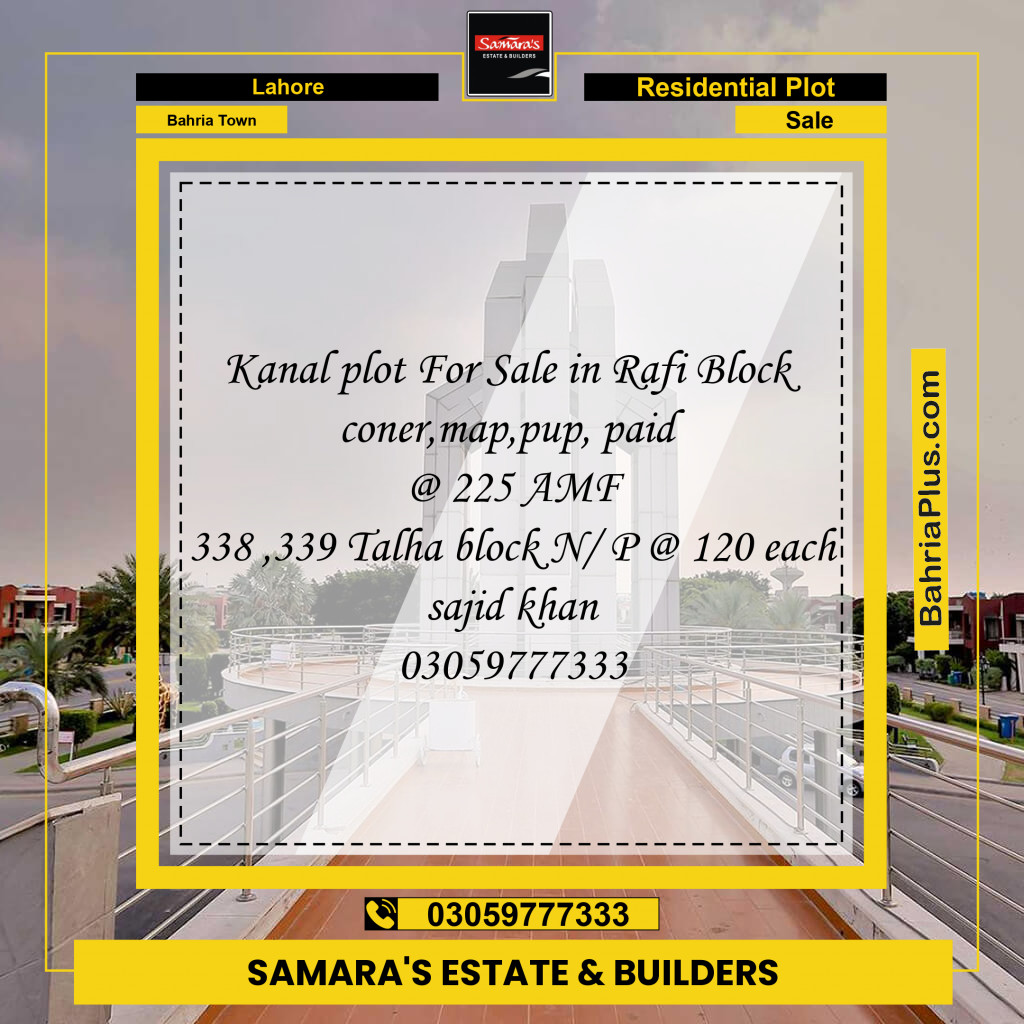 Residential Plot for Sale in Bahria Town, Lahore - (BP-134251)