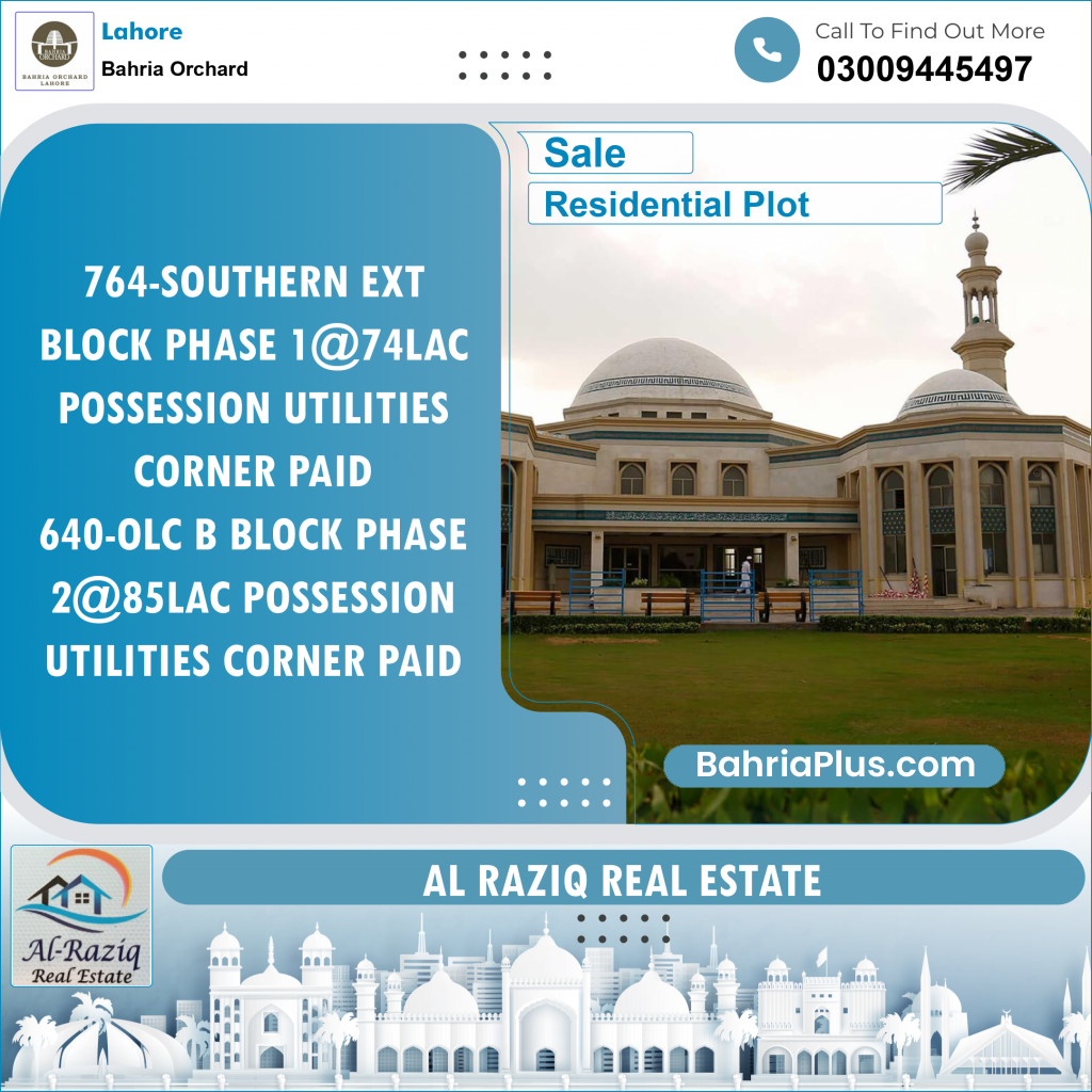 Residential Plot for Sale in Phase 1 - Southern District -  Bahria Orchard, Lahore - (BP-134301)