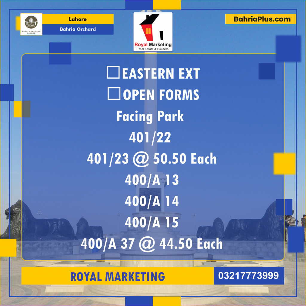 Residential Plot for Sale in Bahria Orchard, Lahore - (BP-134317)