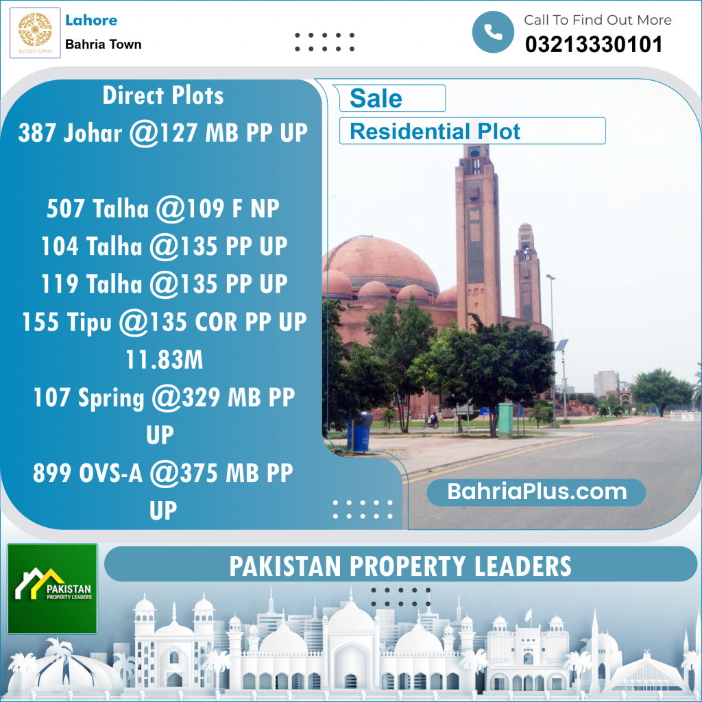 Residential Plot for Sale in Bahria Town, Lahore - (BP-134411)