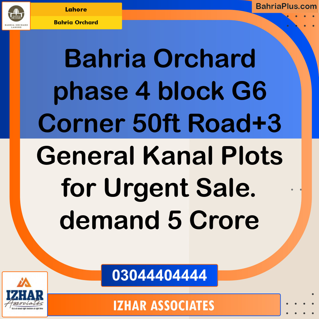 Residential Plot for Sale in Bahria Orchard, Lahore - (BP-134465)
