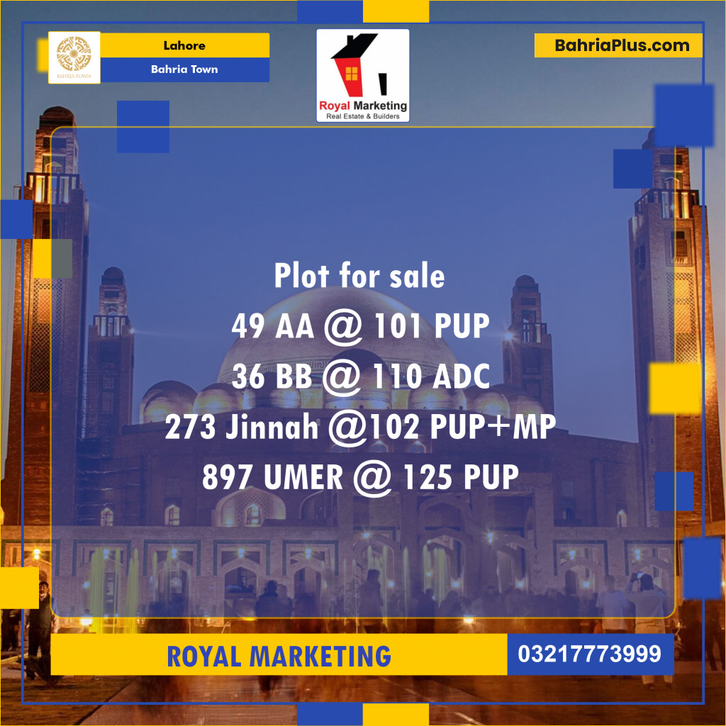 Residential Plot for Sale in Bahria Town, Lahore - (BP-134473)