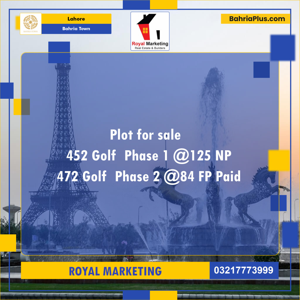 Residential Plot for Sale in Bahria Town, Lahore - (BP-134475)