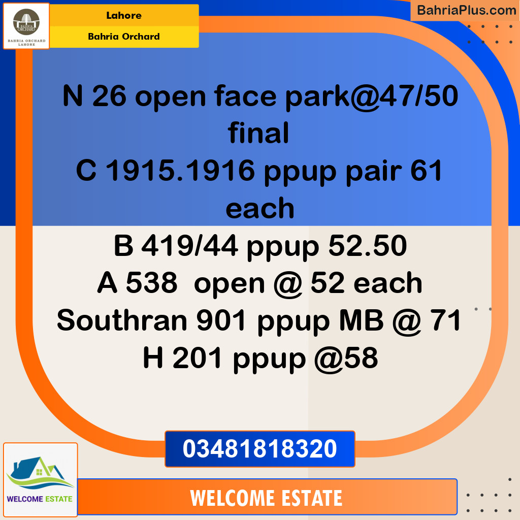 Residential Plot for Sale in Phase 2 - N Block -  Bahria Orchard, Lahore - (BP-134481)