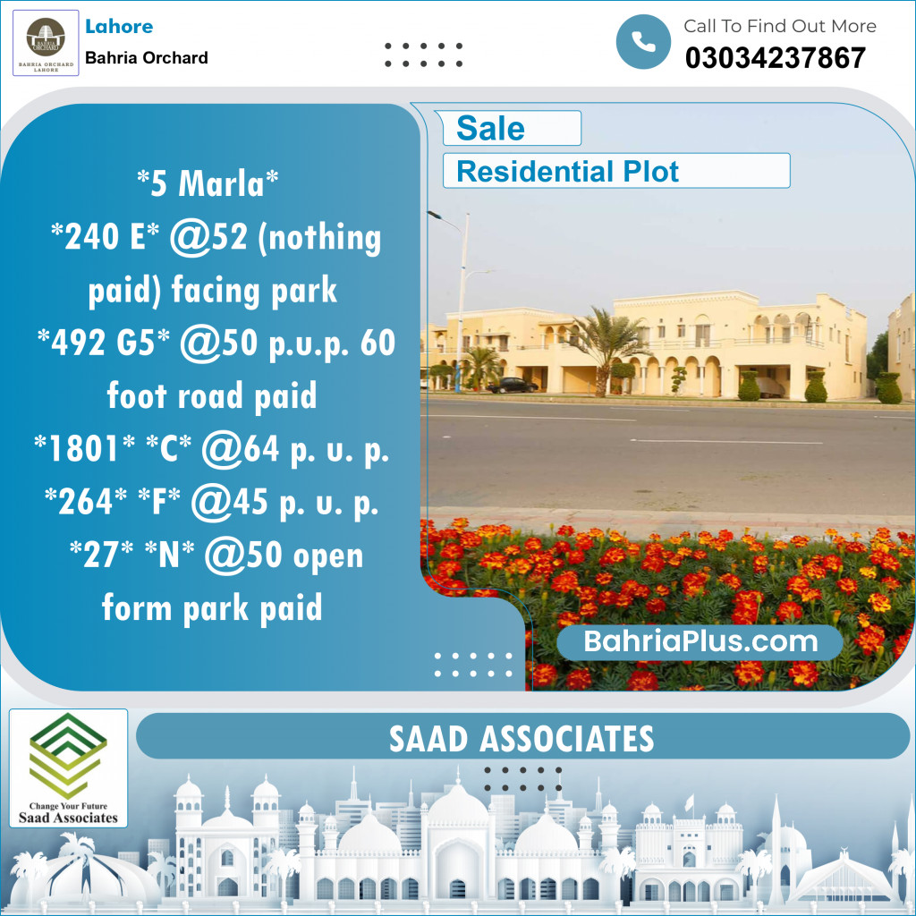 Residential Plot for Sale in Bahria Orchard, Lahore - (BP-134485)