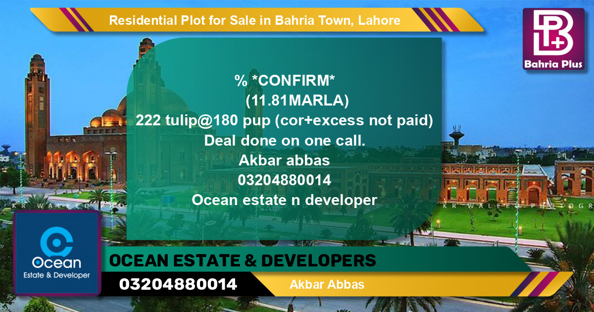 Residential Plot for Sale in Bahria Town, Lahore - (BP-134491)