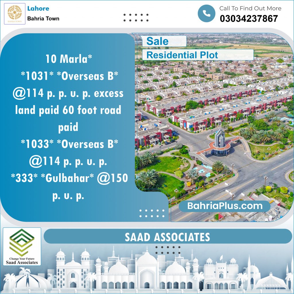 Residential Plot for Sale in Bahria Town, Lahore - (BP-134498)