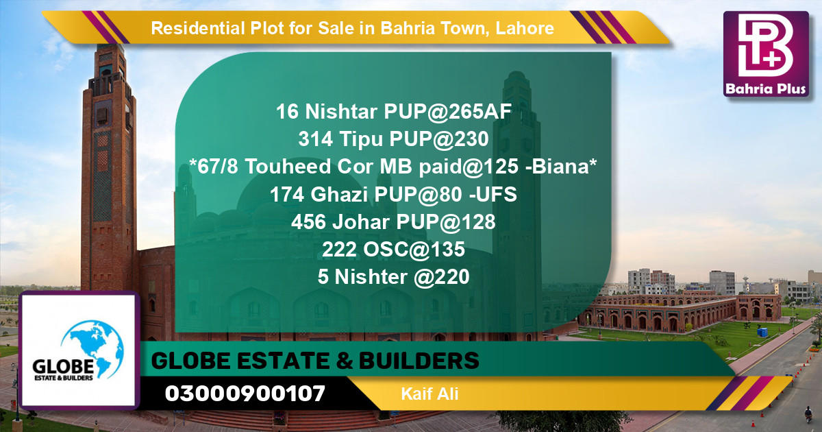 Residential Plot for Sale in Bahria Town, Lahore - (BP-134503)