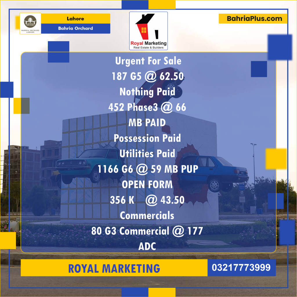 Residential Plot for Sale in Bahria Orchard, Lahore - (BP-134520)