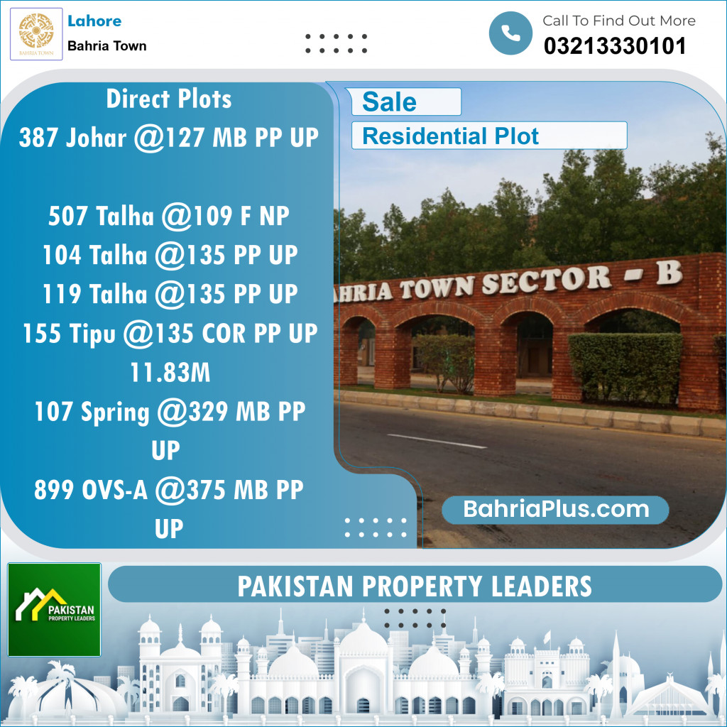 Residential Plot for Sale in Bahria Town, Lahore - (BP-134526)