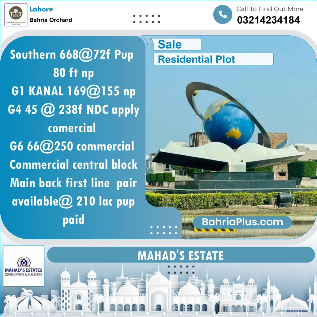 Residential Plot for Sale in Bahria Orchard, Lahore - (BP-134538)
