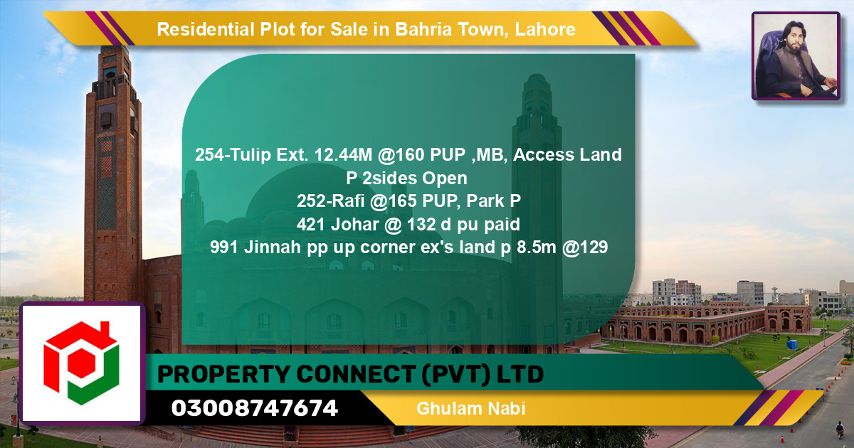Residential Plot for Sale in Bahria Town, Lahore - (BP-134542)