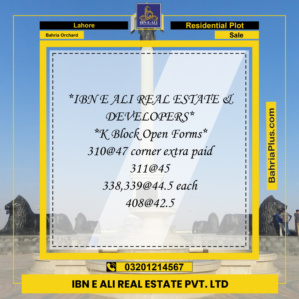 Residential Plot for Sale in Bahria Orchard, Lahore - (BP-134554)