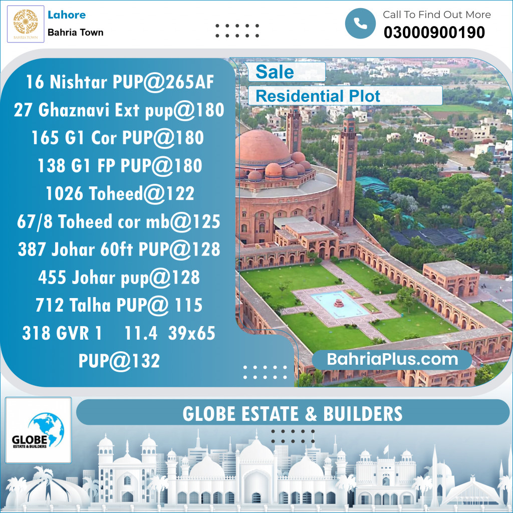 Residential Plot for Sale in Bahria Town, Lahore - (BP-134582)