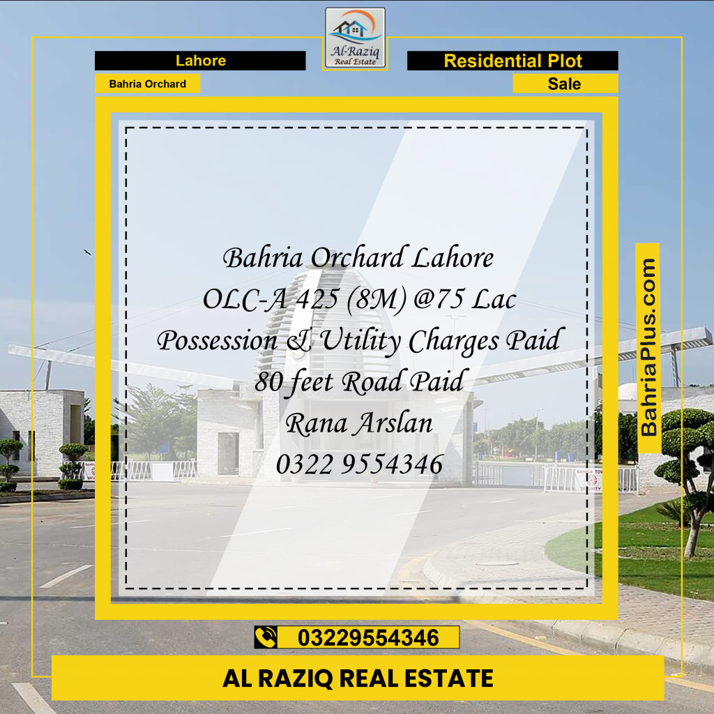 Residential Plot for Sale in OLC-A Block -  Bahria Orchard, Lahore - (BP-134602)
