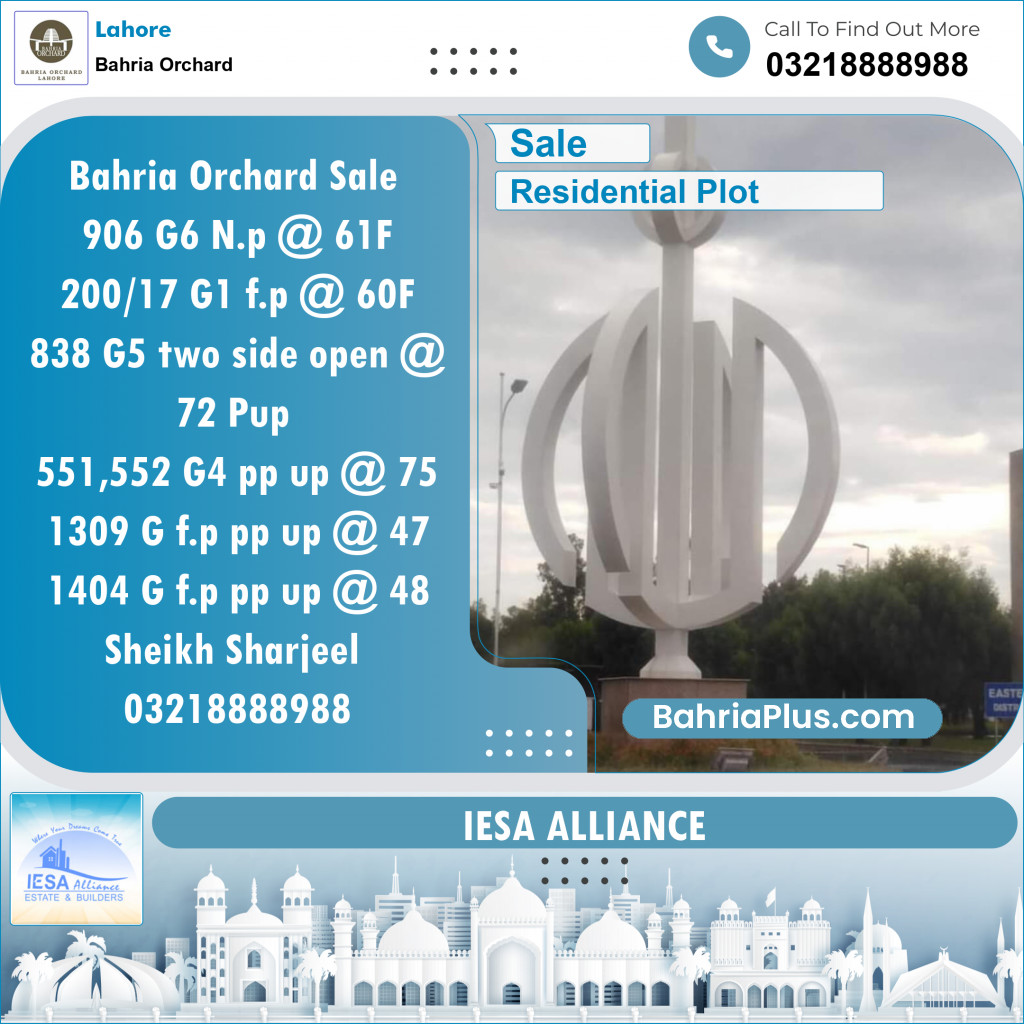 Residential Plot for Sale in Bahria Orchard, Lahore - (BP-134610)