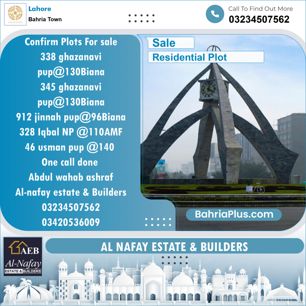 Residential Plot for Sale in Bahria Town, Lahore - (BP-134611)