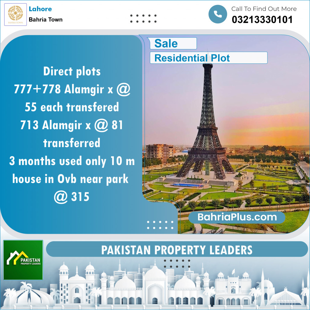Residential Plot for Sale in Bahria Town, Lahore - (BP-134621)