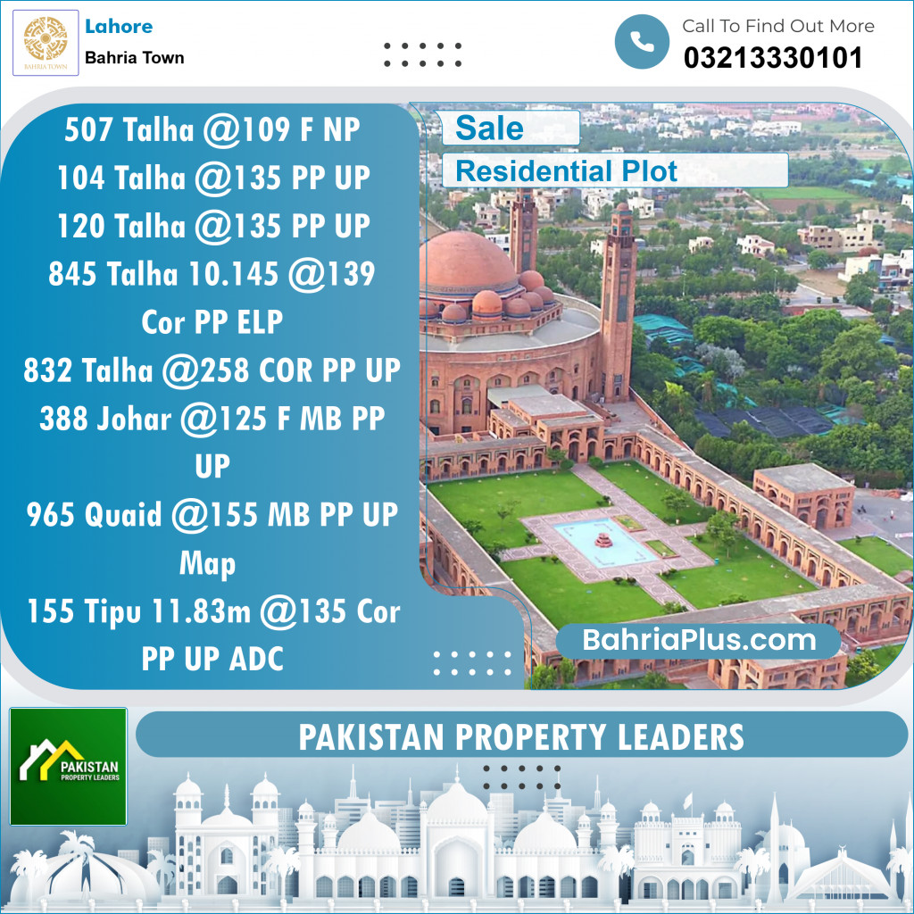 Residential Plot for Sale in Bahria Town, Lahore - (BP-134625)