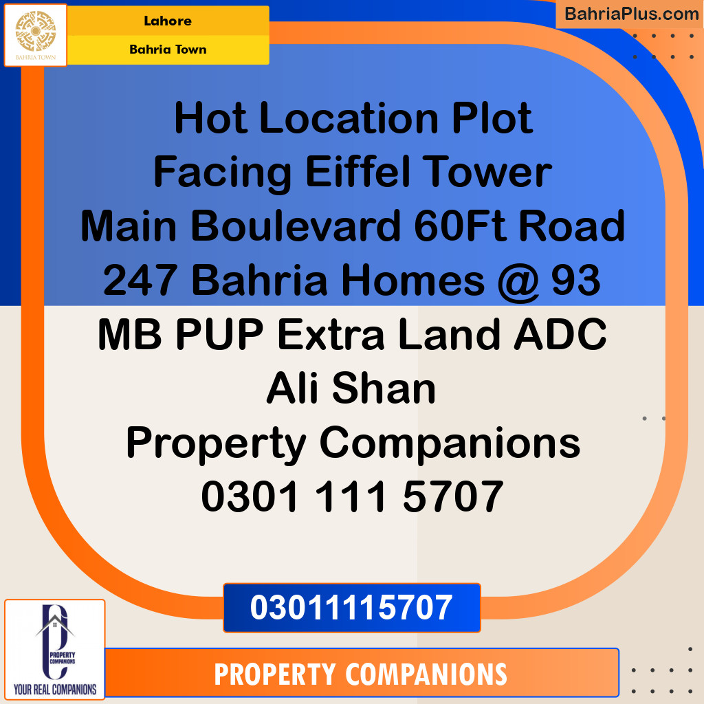 Residential Plot for Sale in Bahria Town, Lahore - (BP-134642)