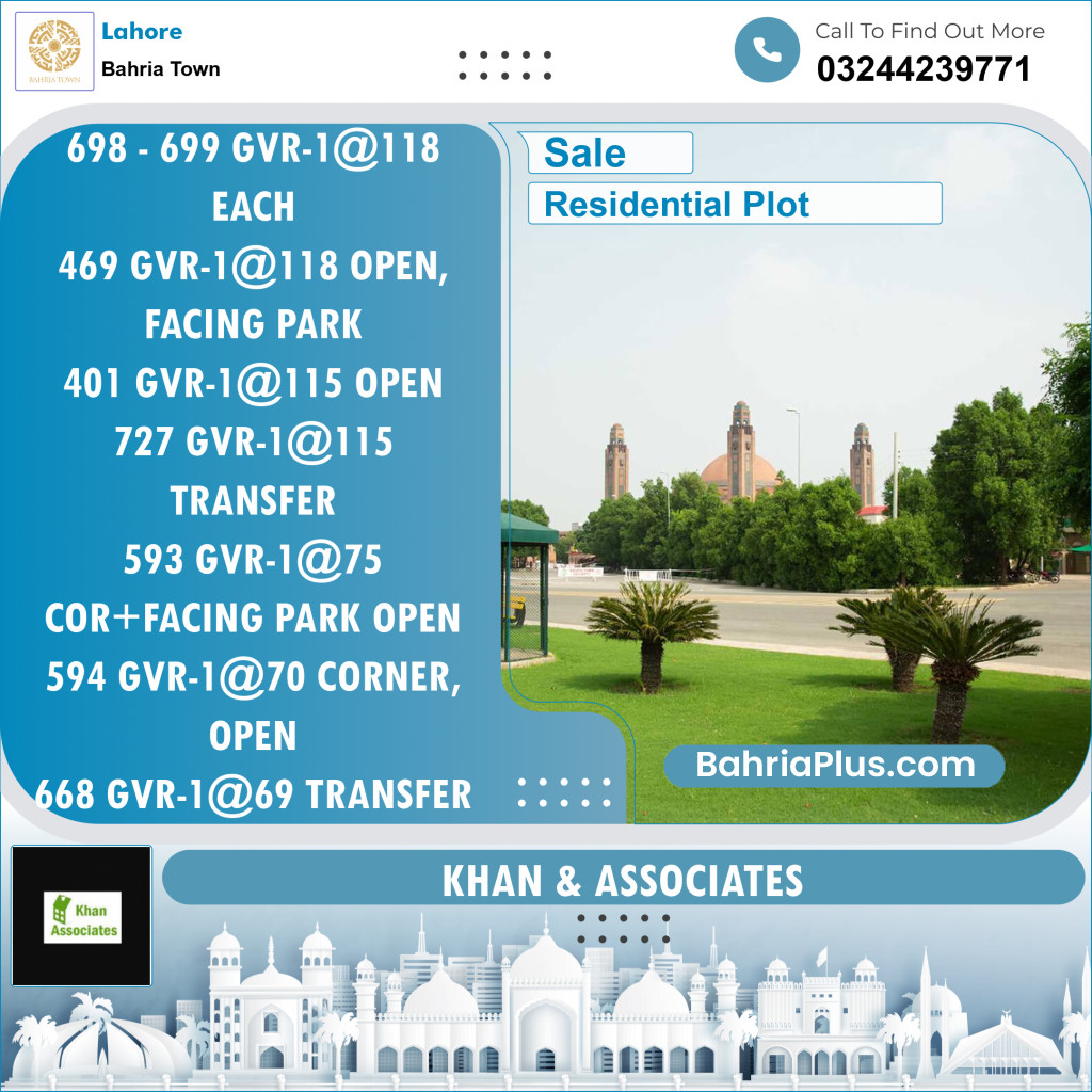 Residential Plot for Sale in Bahria Town, Lahore - (BP-134668)