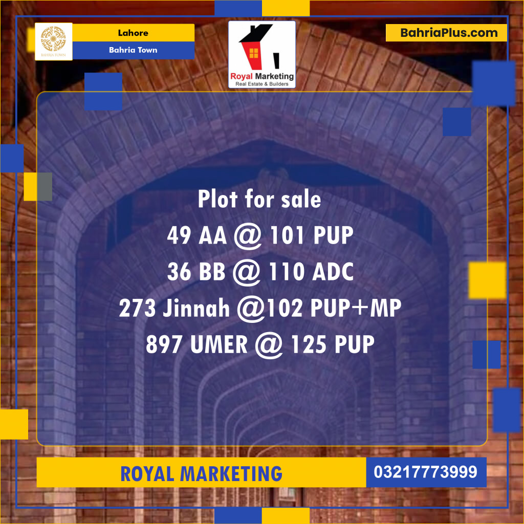 Residential Plot for Sale in Bahria Town, Lahore - (BP-134678)