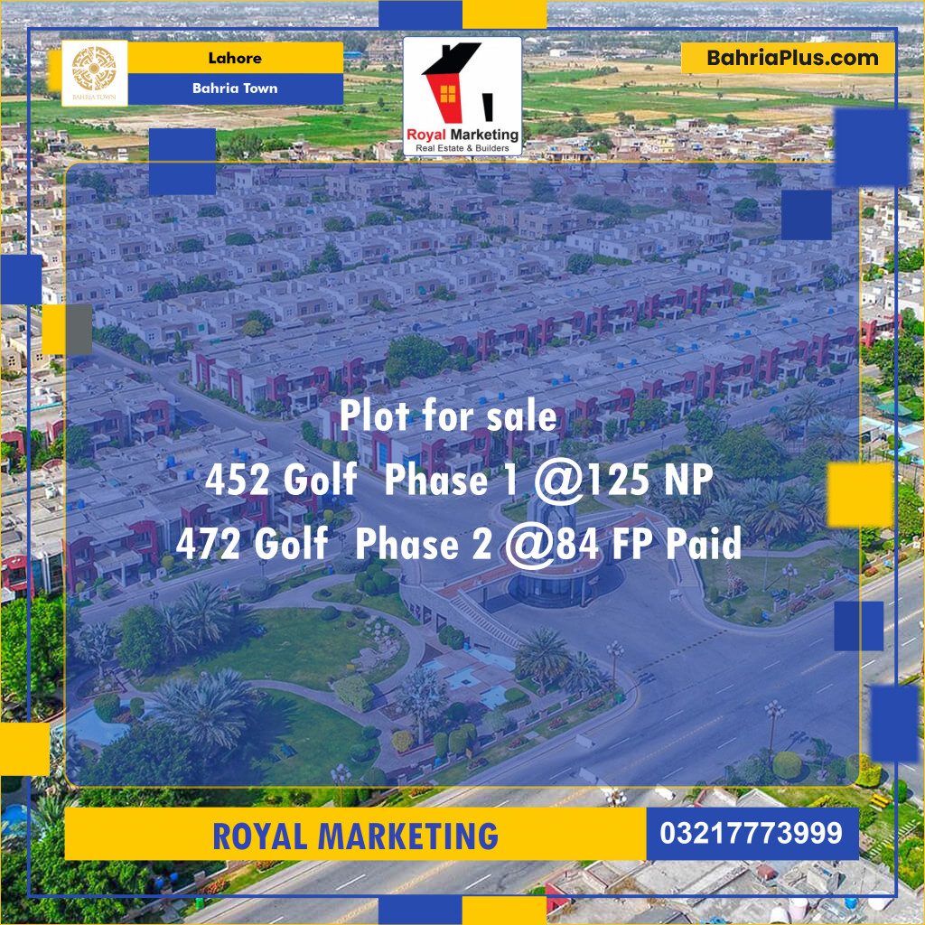 Residential Plot for Sale in Bahria Town, Lahore - (BP-134682)