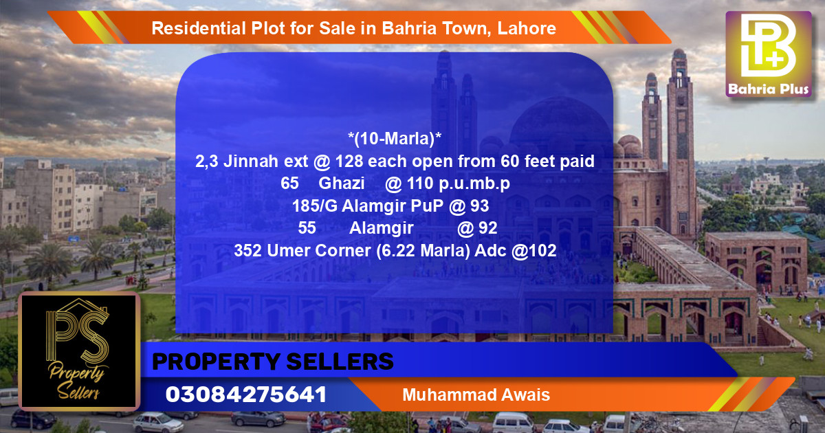 Residential Plot for Sale in Bahria Town, Lahore - (BP-134690)