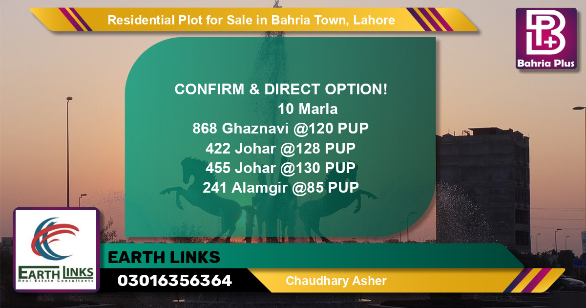 Residential Plot for Sale in Bahria Town, Lahore - (BP-134693)