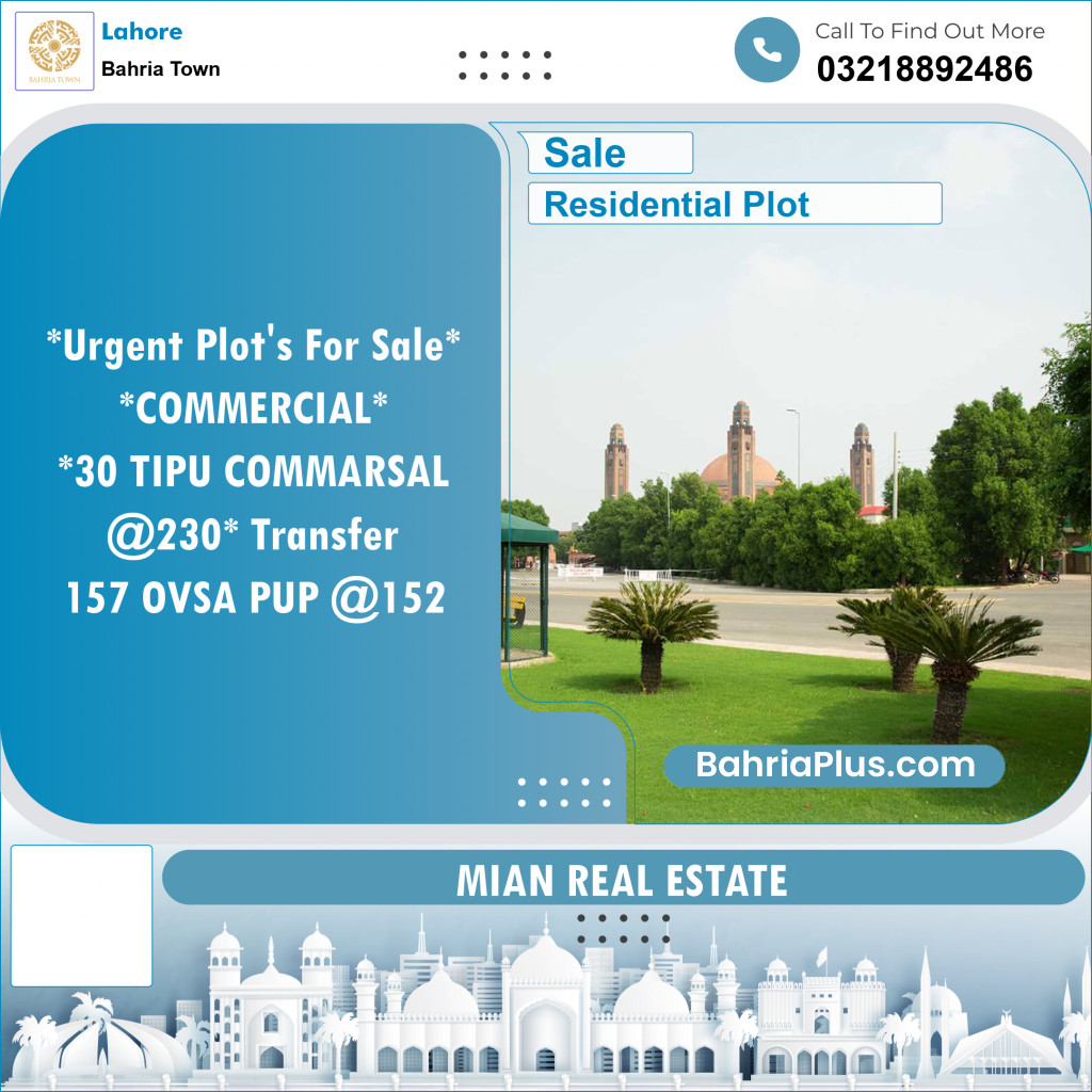 Residential Plot for Sale in Bahria Town, Lahore - (BP-134718)