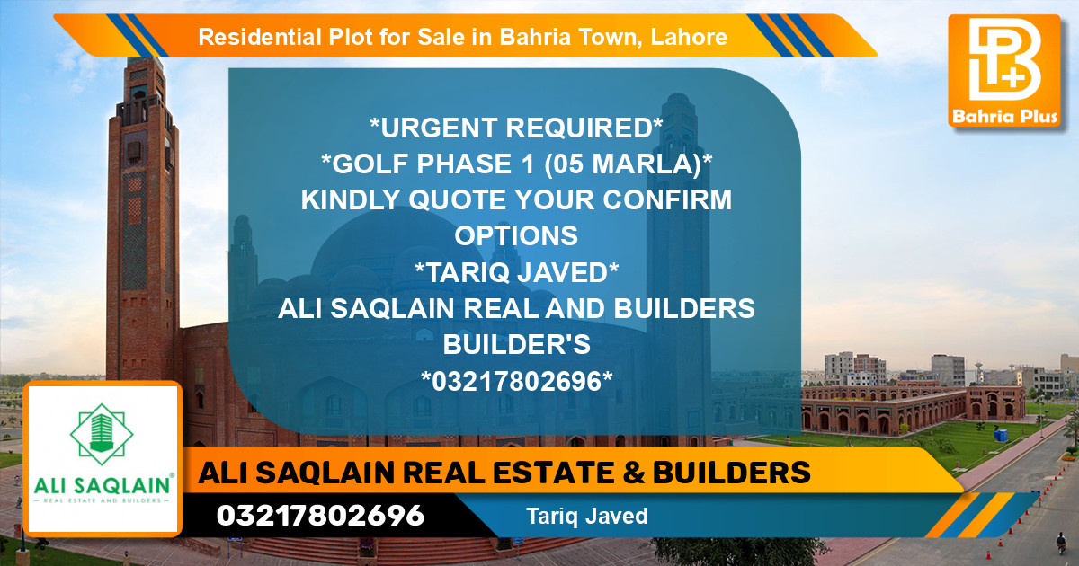 Residential Plot for Sale in Bahria Town, Lahore - (BP-134720)