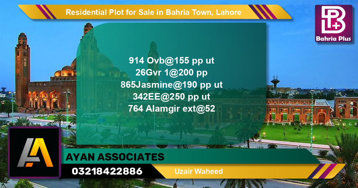 Residential Plot for Sale in Bahria Town, Lahore - (BP-134725)