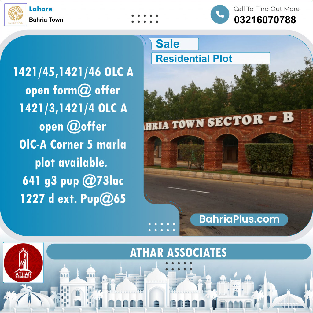 Residential Plot for Sale in Bahria Town, Lahore - (BP-134735)