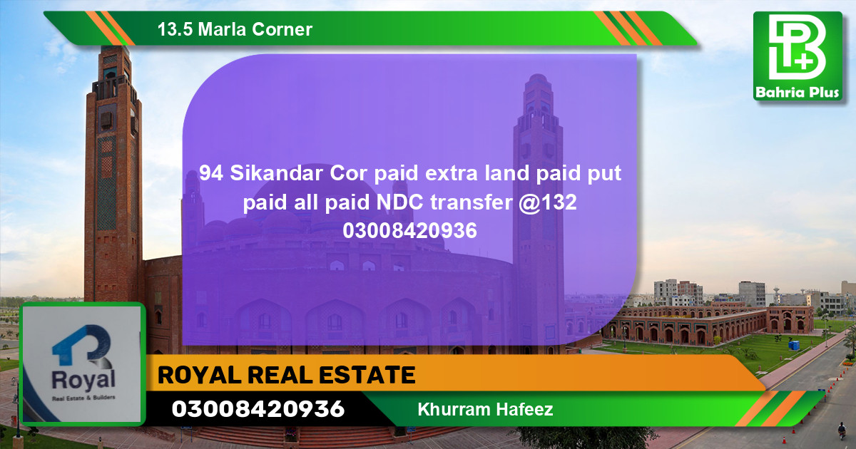 Residential Plot for Sale in Bahria Town, Lahore - (BP-134831)