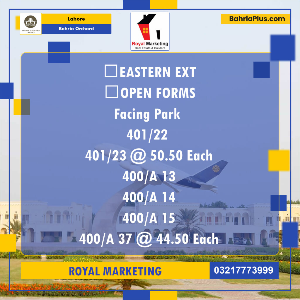 Residential Plot for Sale in Bahria Orchard, Lahore - (BP-134855)