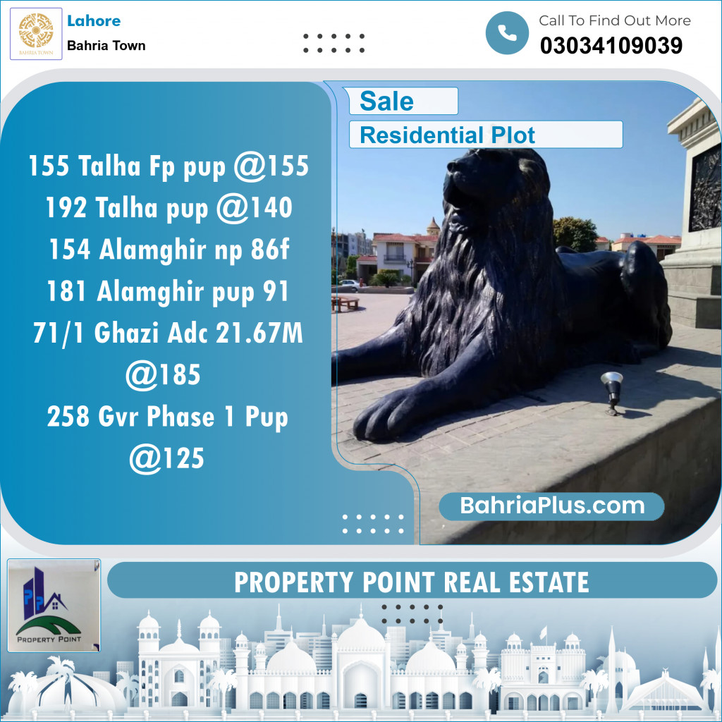 Residential Plot for Sale in Bahria Town, Lahore - (BP-134858)