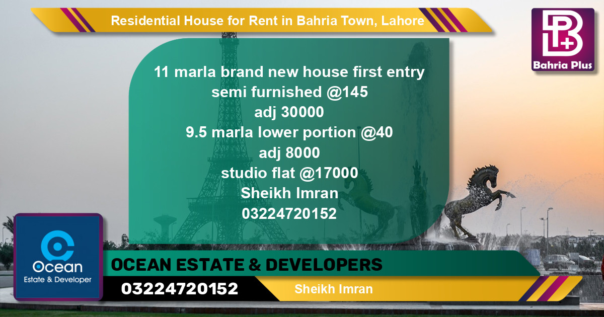 Residential House for Rent in Bahria Town, Lahore - (BP-134863)