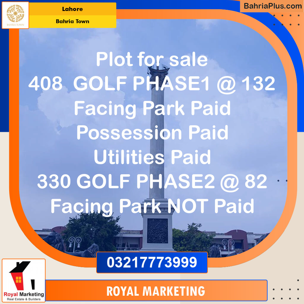 Residential Plot for Sale in Bahria Town, Lahore - (BP-134921)