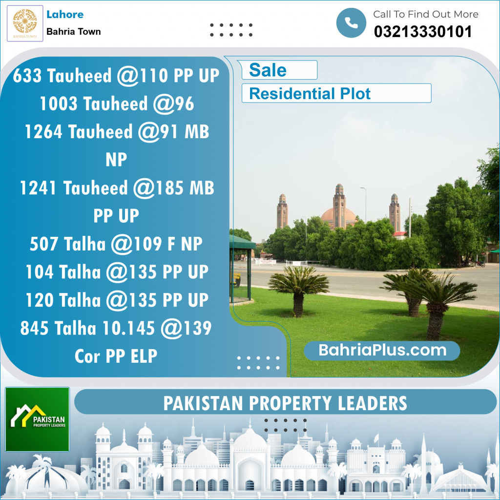 Residential Plot for Sale in Bahria Town, Lahore - (BP-134939)