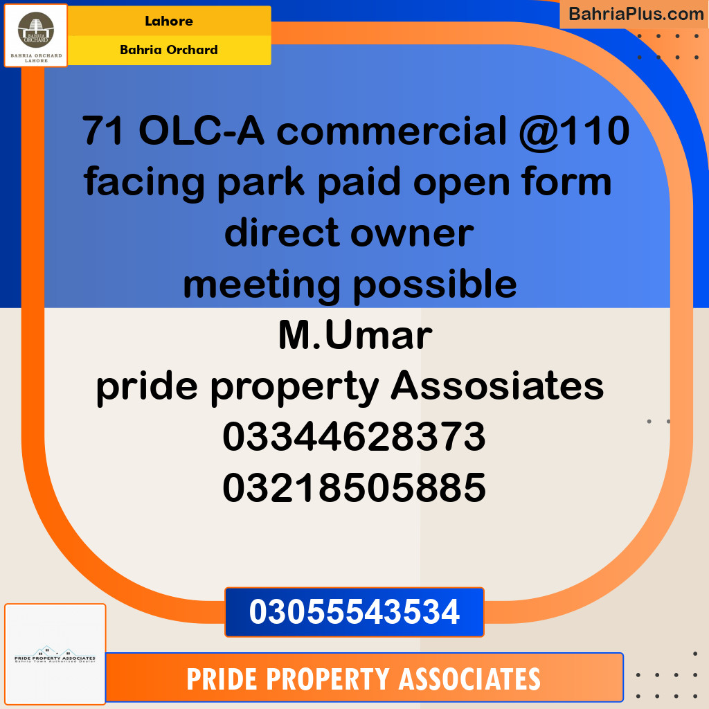 Commercial Plot for Sale in Bahria Orchard, Lahore - (BP-134946)