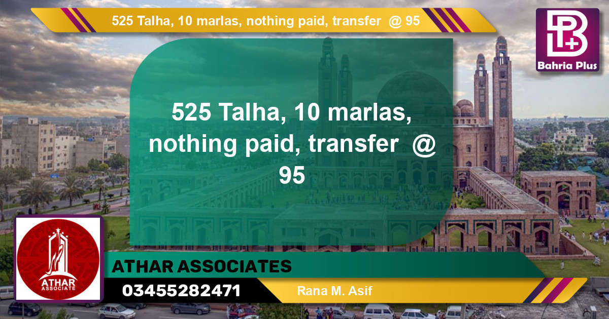 Residential Plot for Sale in Bahria Town, Lahore - (BP-135012)