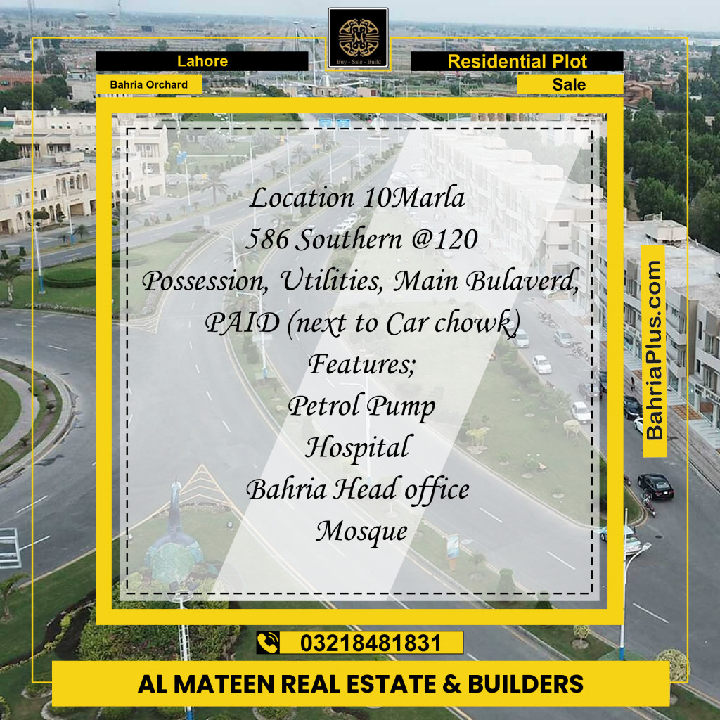 Residential Plot for Sale in Bahria Orchard, Lahore - (BP-135028)