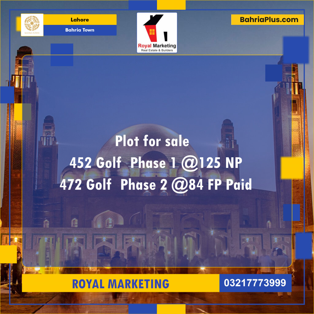 Residential Plot for Sale in Bahria Town, Lahore - (BP-135037)